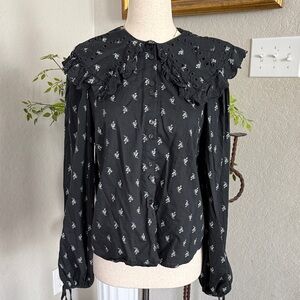 Universal Thread Black Eyelet Floral Blouse